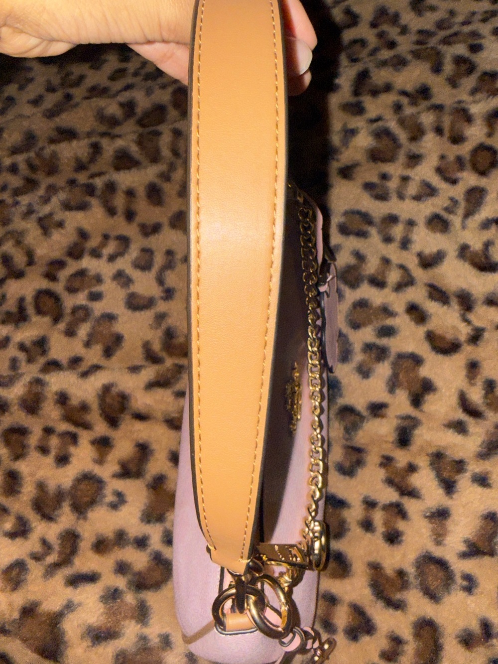 COACH Powder Pink Signature Chain Teri Shoulder Bag with Floral Charm - Picture 6 of 11